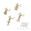 8PCS OF ASSORTED CZ DANGLE 316L SURGICAL STEEL L-SHAPE NOSE STUD BOX